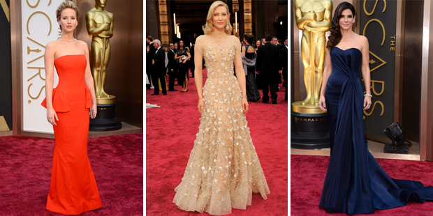 Jennifer Lawrence, Cate Blanchett and Sandra Bullock. Photo / AP